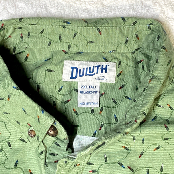 Diluth Trading Company Men XXL Tall Relaxed Fit Christmas Lights Flannel Shirt - Picture 2 of 8